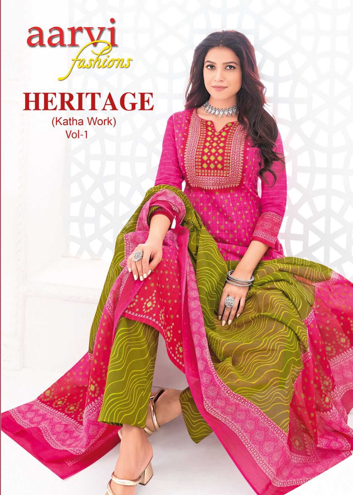 aarvi fashion heritage vol 1 traditional readymade salwar suit katha work 