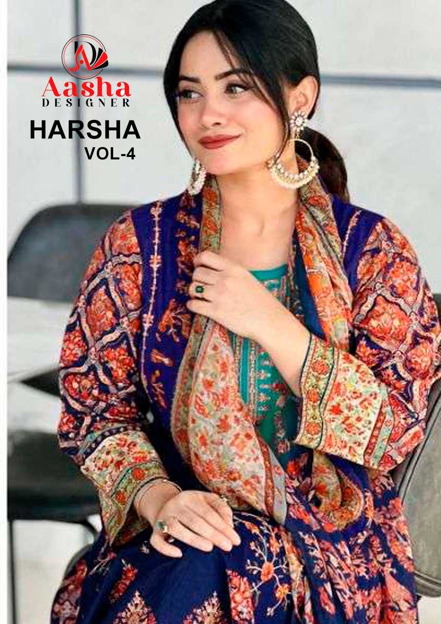 aasha designer harsha vol 4 1042 cotton printed unstitch salwar suit 