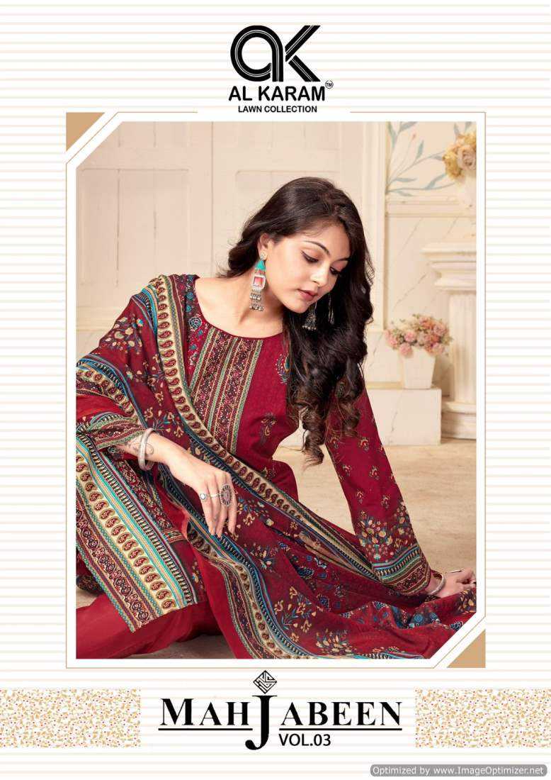 al karam mahjabeen vol 3 summer collection cotton suit dress material
