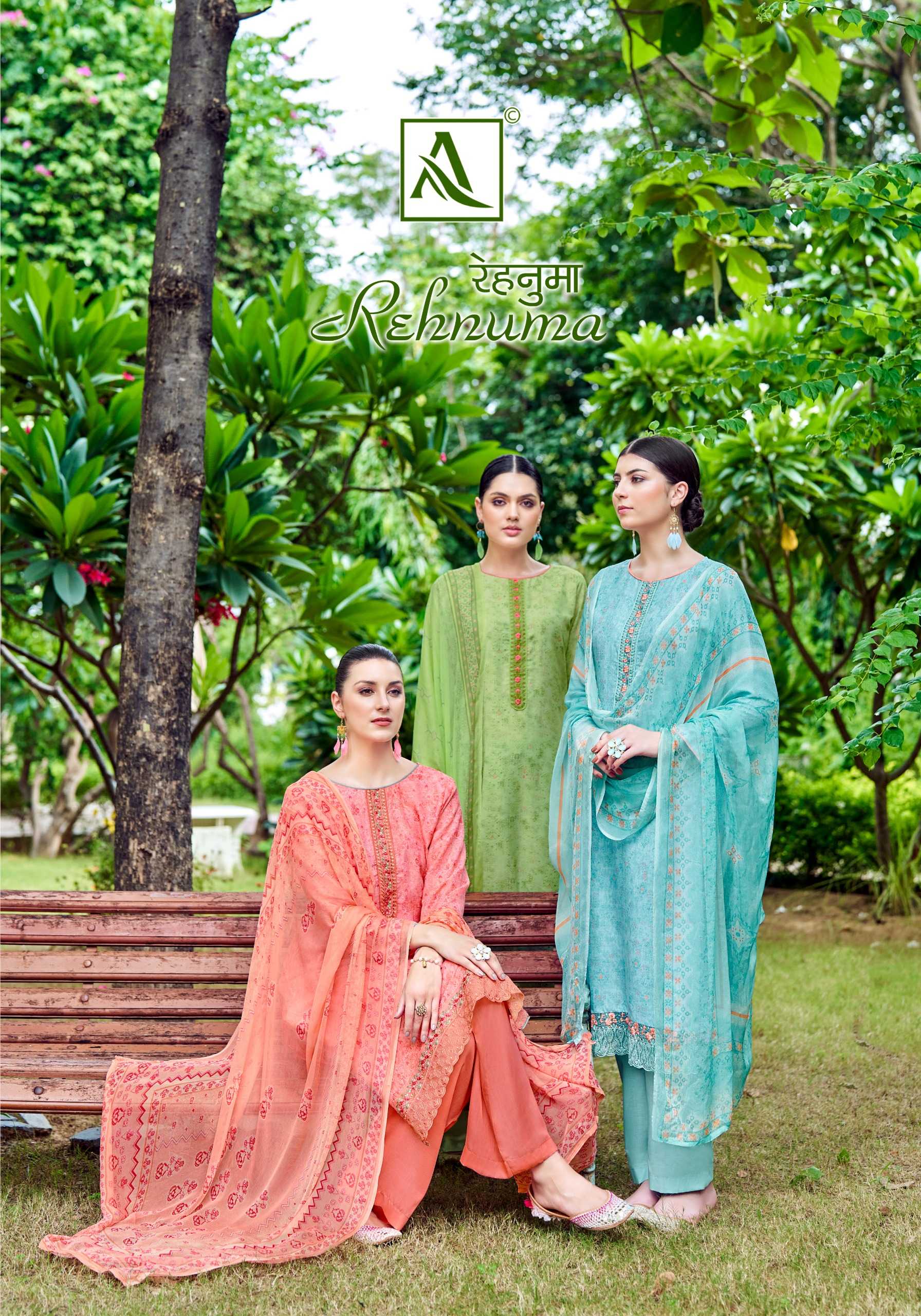 alok suit rehnuma 1324 beautiful print with diamond work dress material