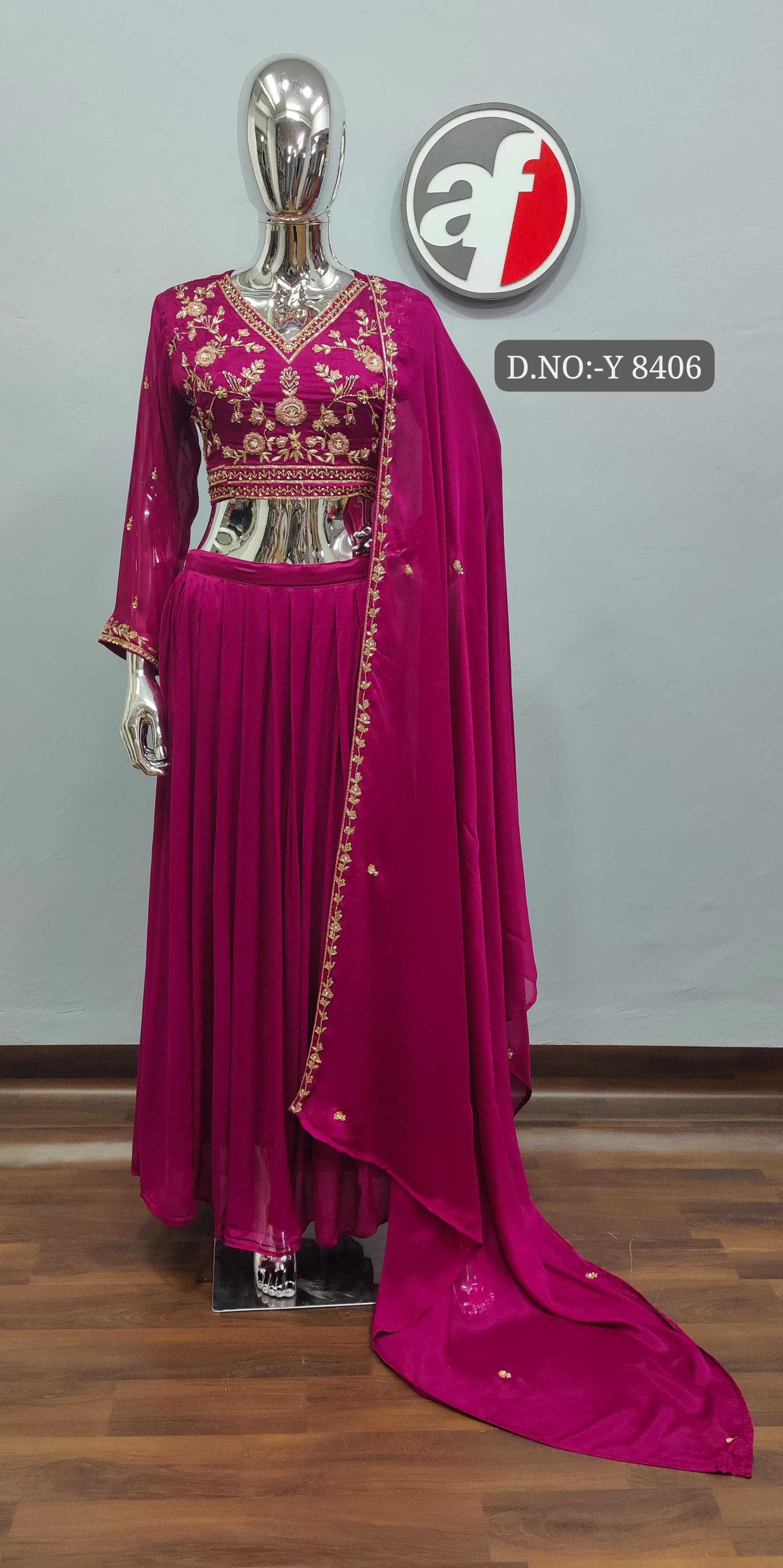 anju fab 8406 occasion wear readymade designer choli with pleated skirt dupatta combo set