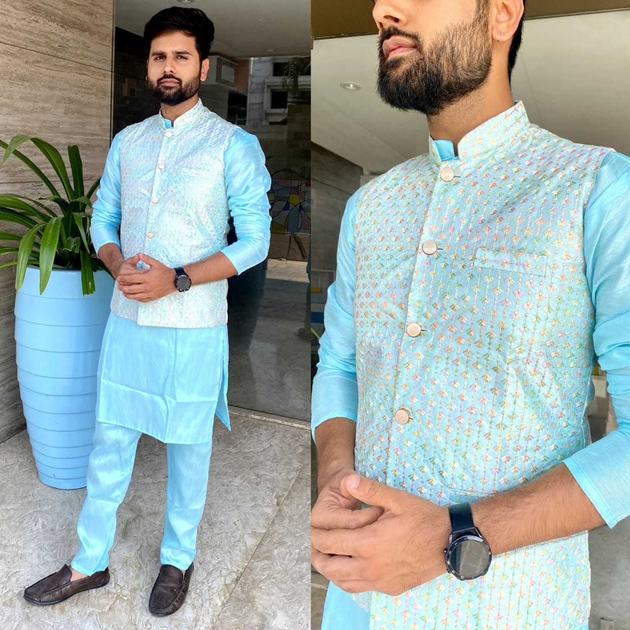 pr manyavar vol 3 wedding wear readymade mens kurta payjama with koti collection 