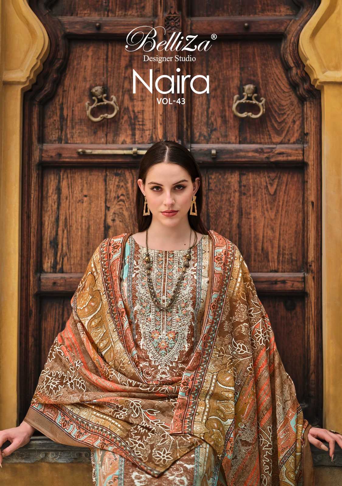 belliza designer naira vol 43 latest pakistani cotton printed dress material