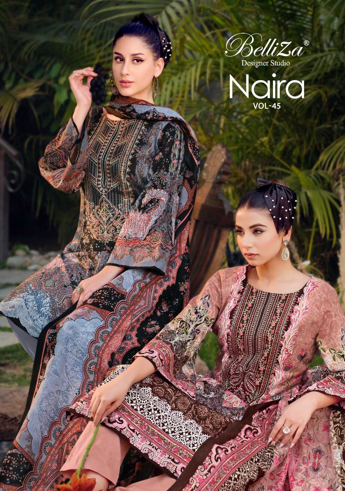 belliza designer naira vol 45 pakistani digital print cotton casual drees material