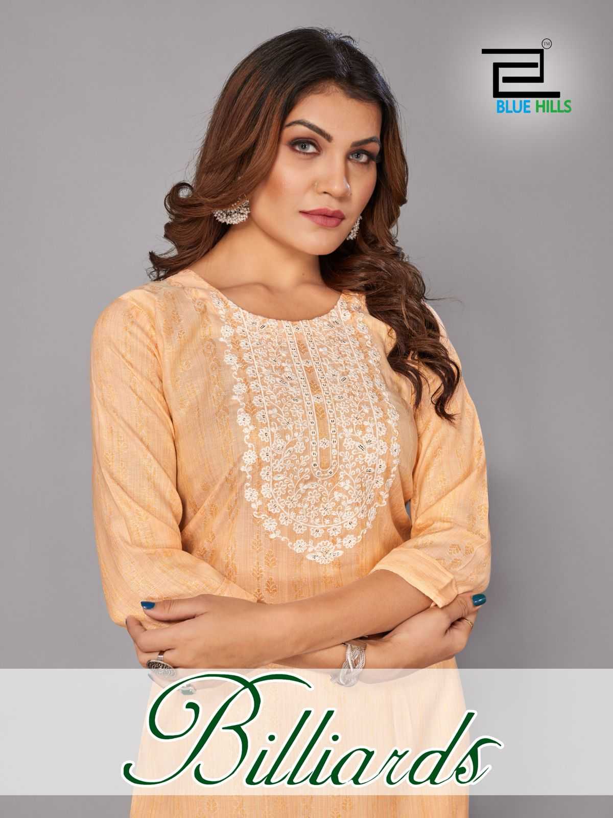 blue hills billiards rayon fancy wear readymade kurti 