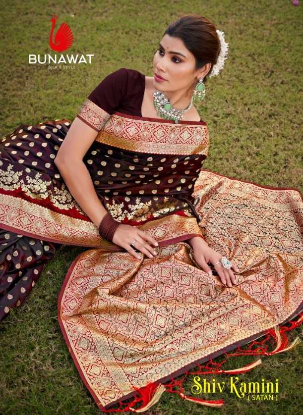 bunawat shiv kamini satan silk zari weaving silk saris wholesaler