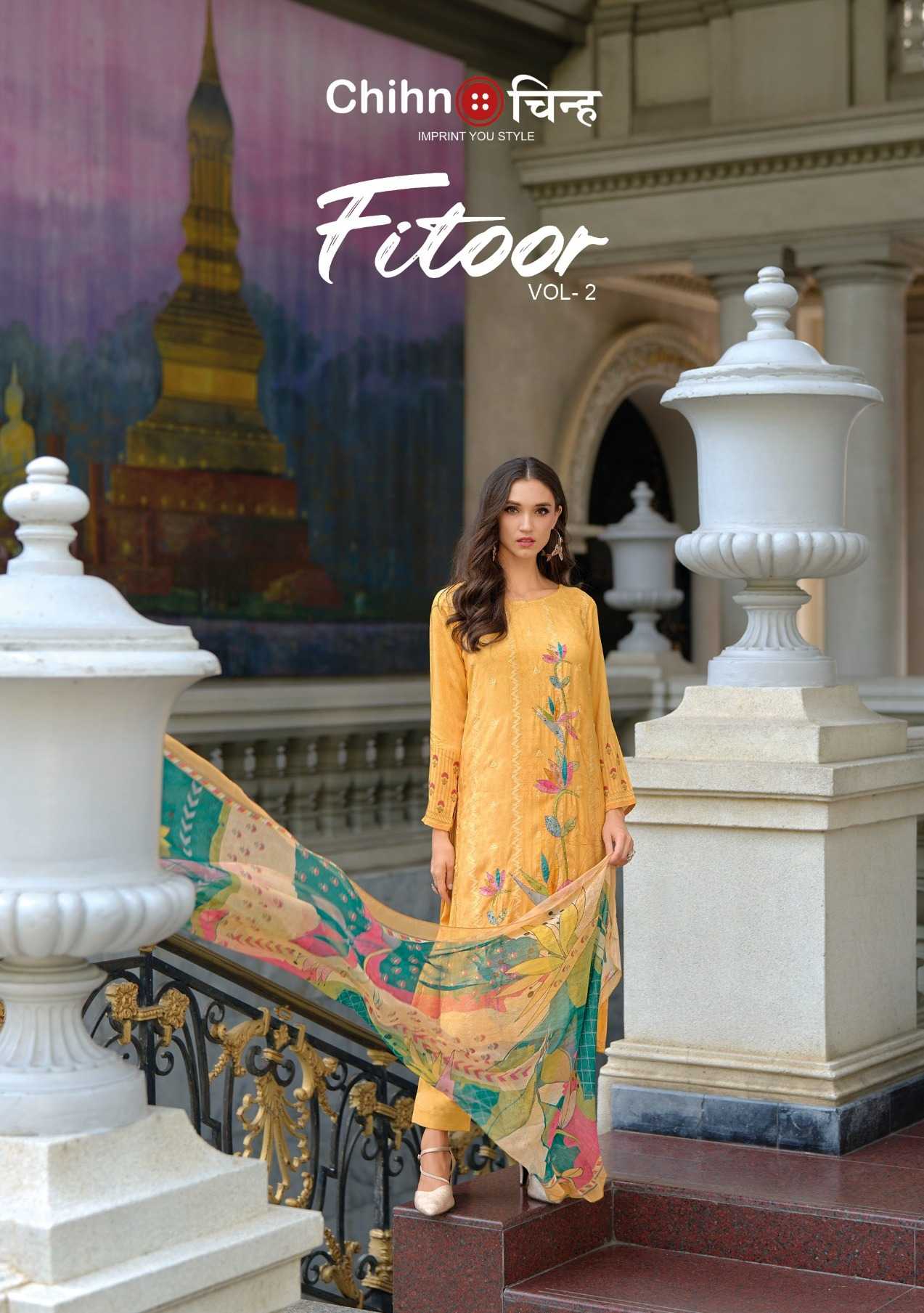 chihn fitoor vol 2 occasion wear embroidery digital print unstitch salwar suit 