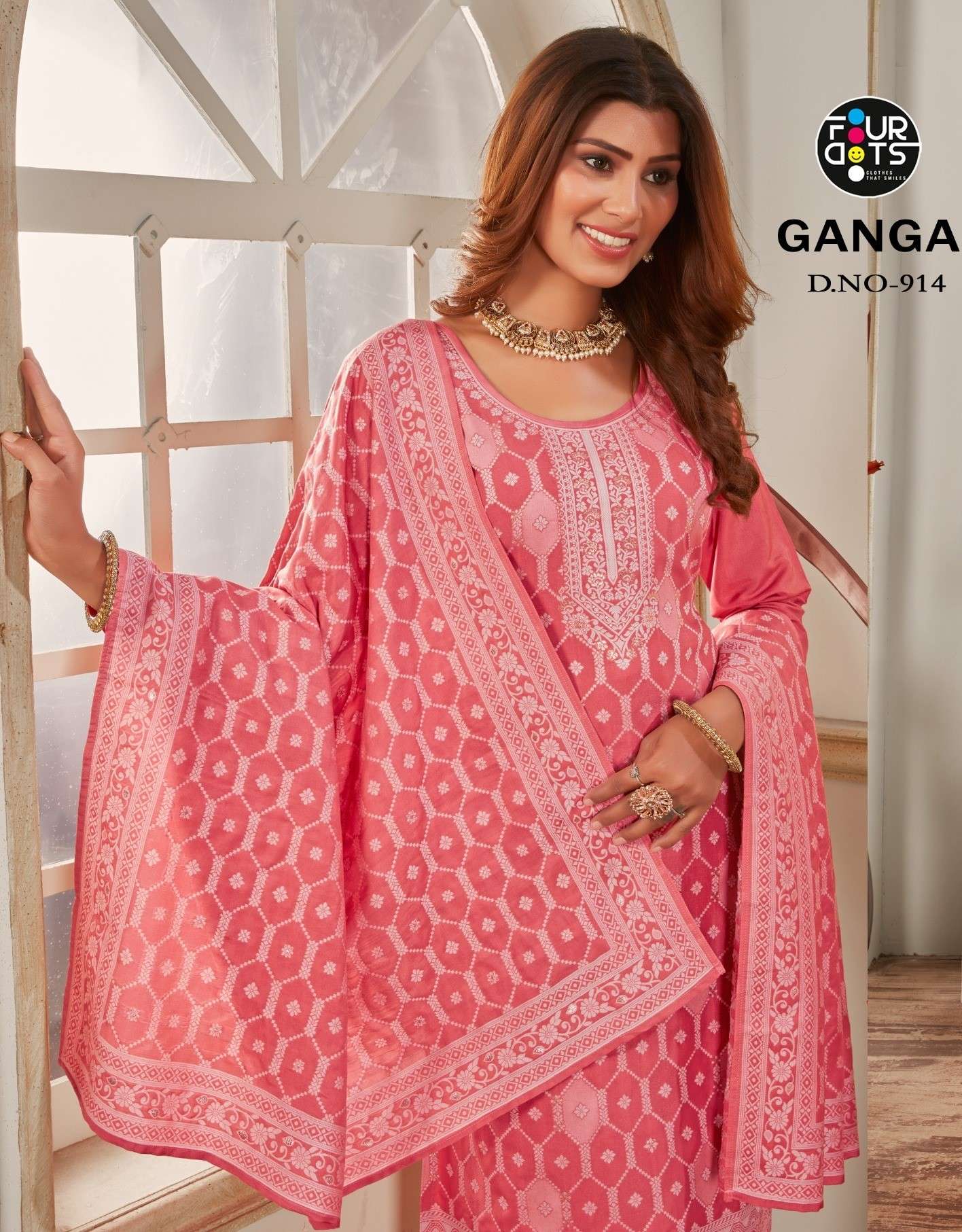 fourdots ganga fancy lakhnavi jacquard unstitch salwar kameez 