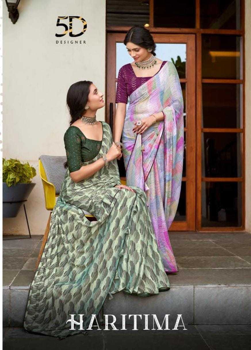 haritima by 5d designer moss soft saree with work blouse concept