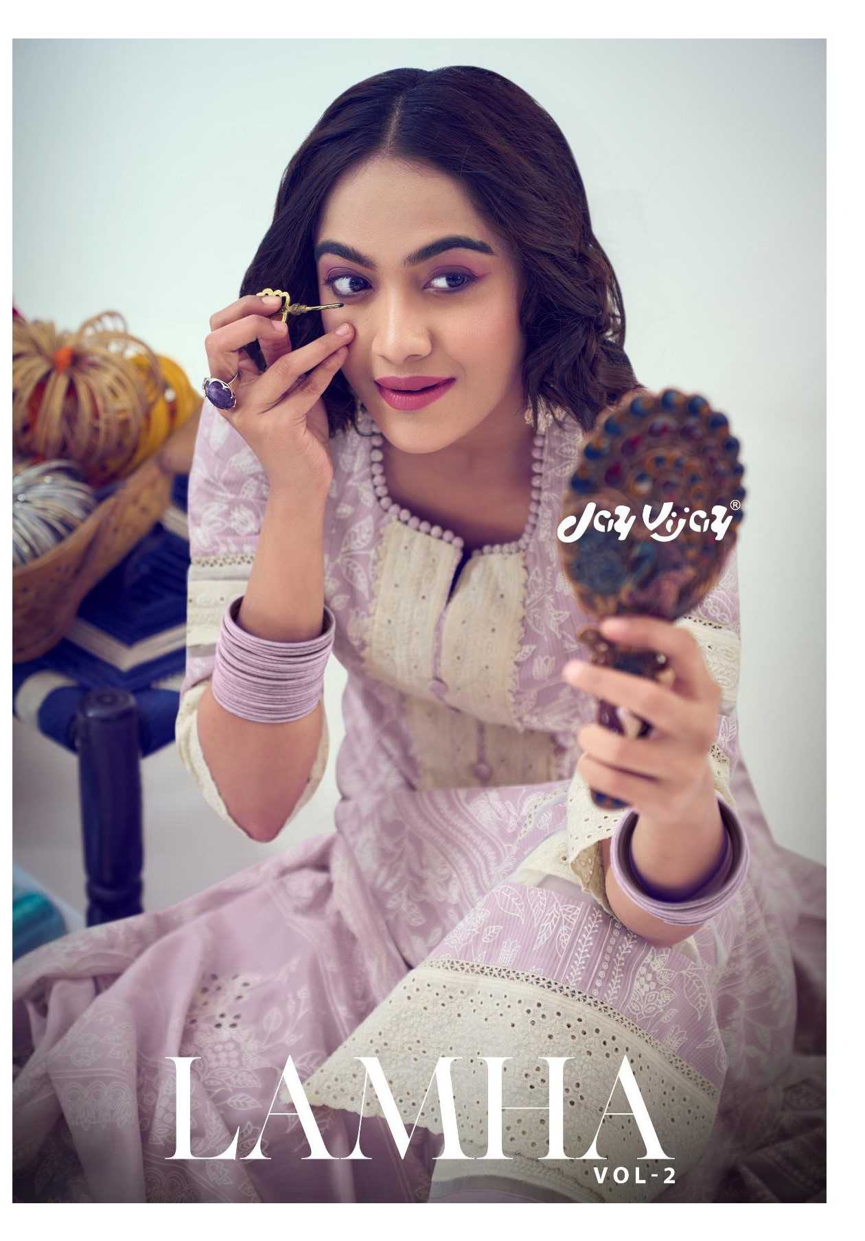 jayvijay lamha vol 2 classy look cotton embroidery work unstitch suit