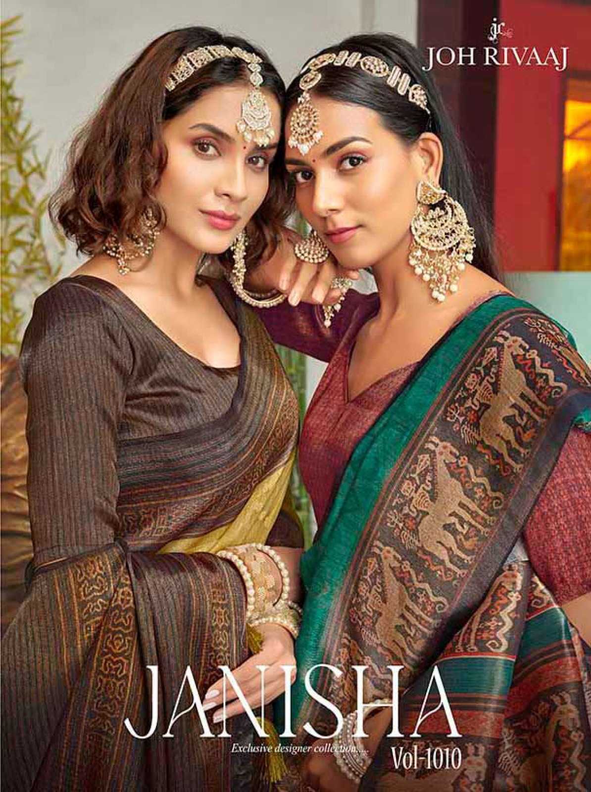 joh rivaaj janisha vol 1010 designer exclusive organza saree wholesaler
