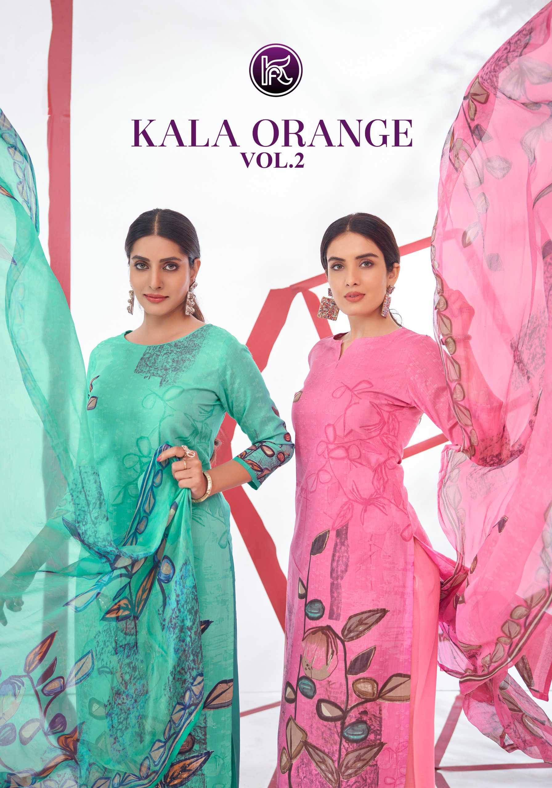 kala fashion kala orange vol 1 readymade summer special handwork unstitch suit