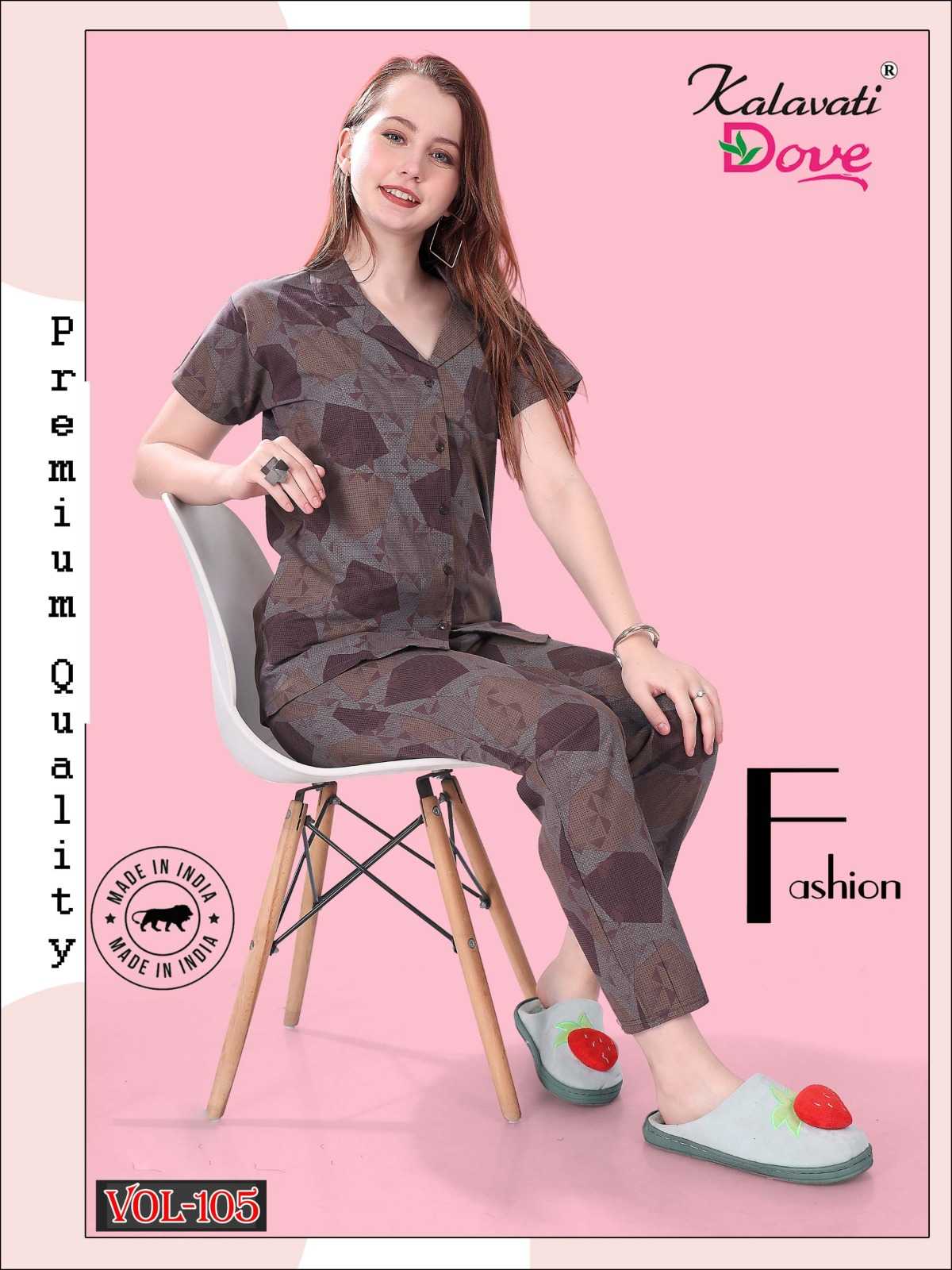 kalavati dove vol 105 cotton traveling wear readymade co-ord set