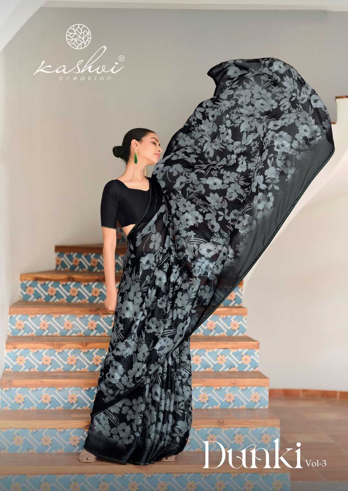 kashvi creation dunki vol 3 fancy wear saree supplier 