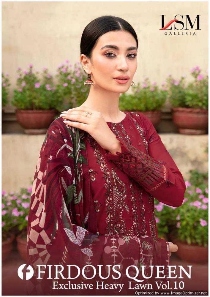 lsm galleria firdous queen vol 10 pakistani heavy lawn dress material