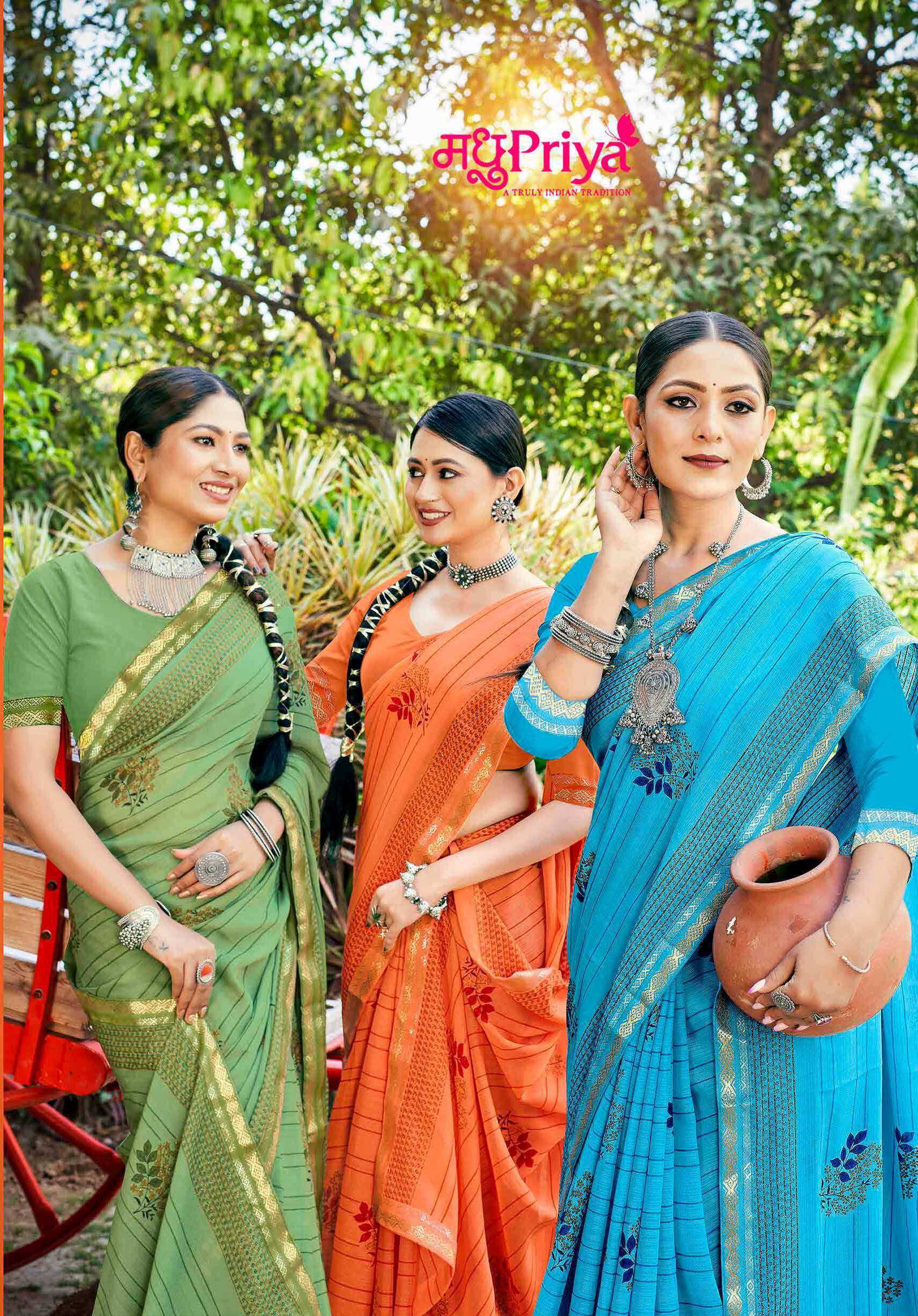 madhupriya mirinda vol 7 pretty look daily use dani sarmili print with jari work saree wholesaler