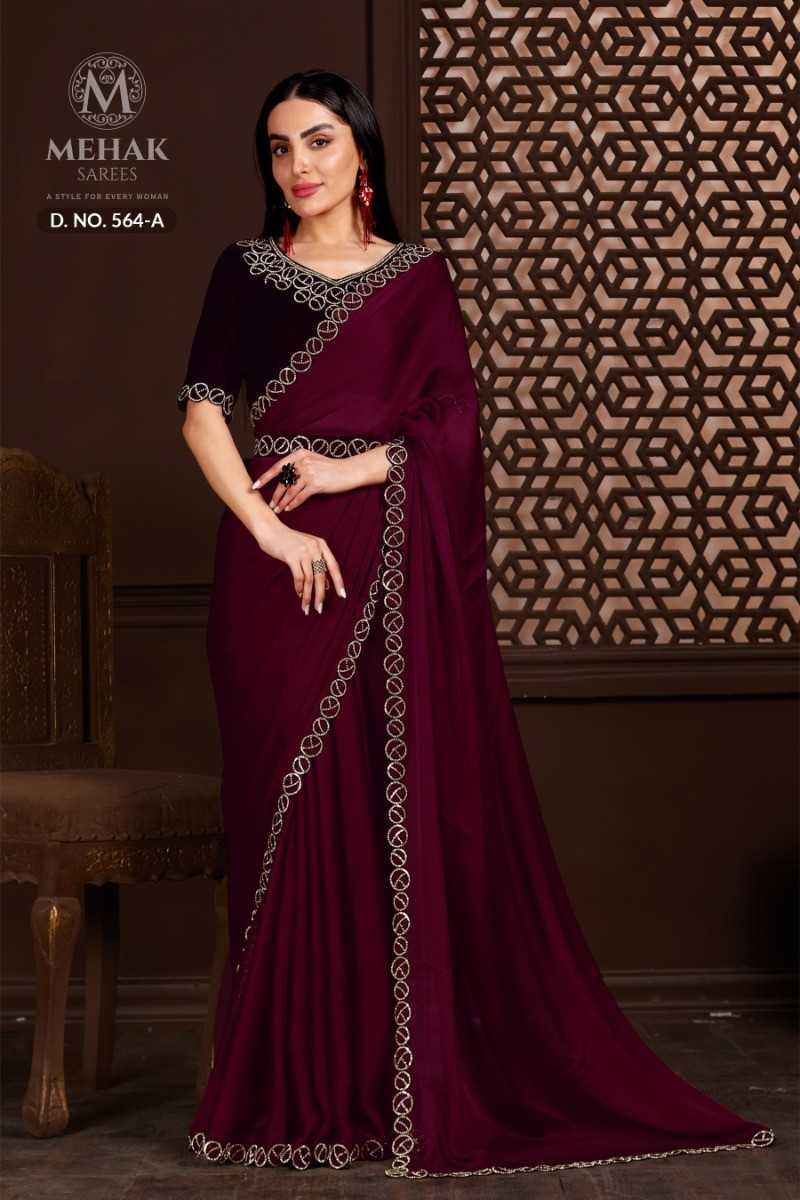 mehak 564a-564g designer silk satin elegant saree supplier 