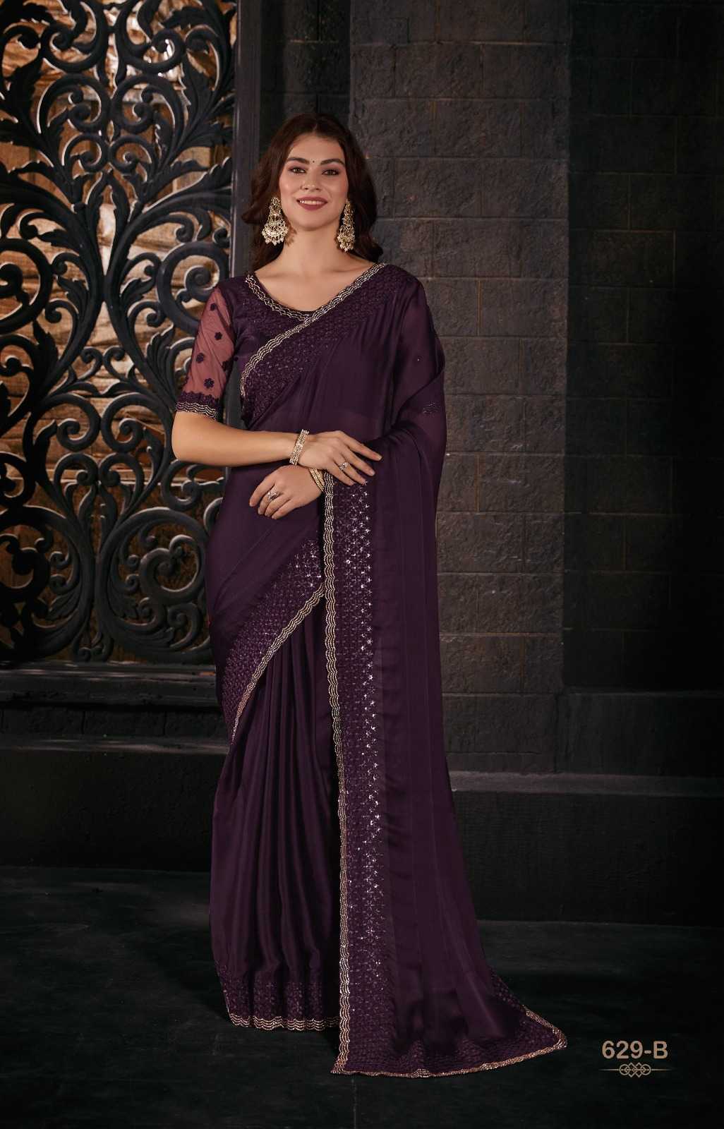 mehak 629a-629f exclusive designer satin chiffon party wear sarees