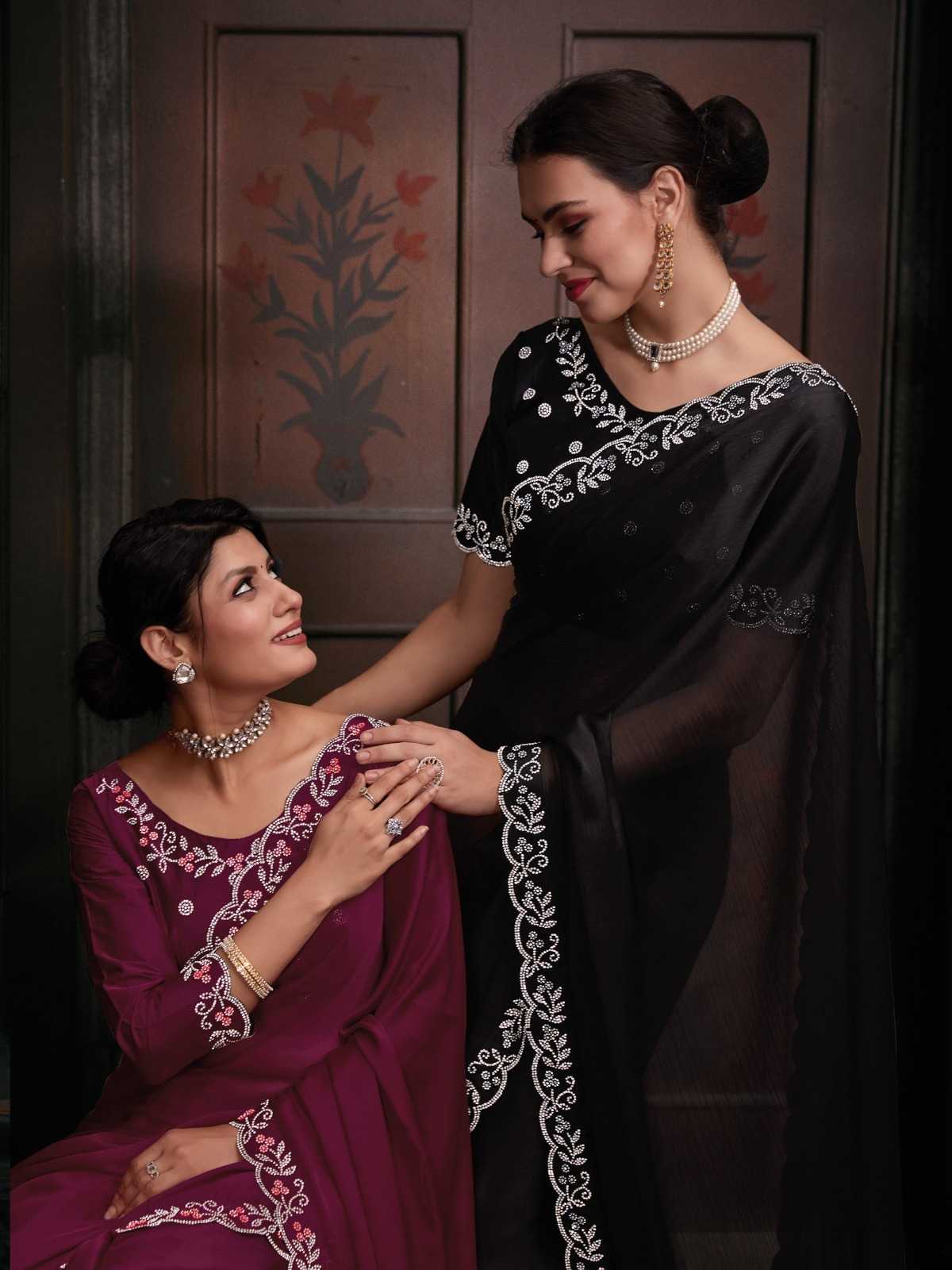 mehak 752 exclusive designer satin chiffon sarees collection