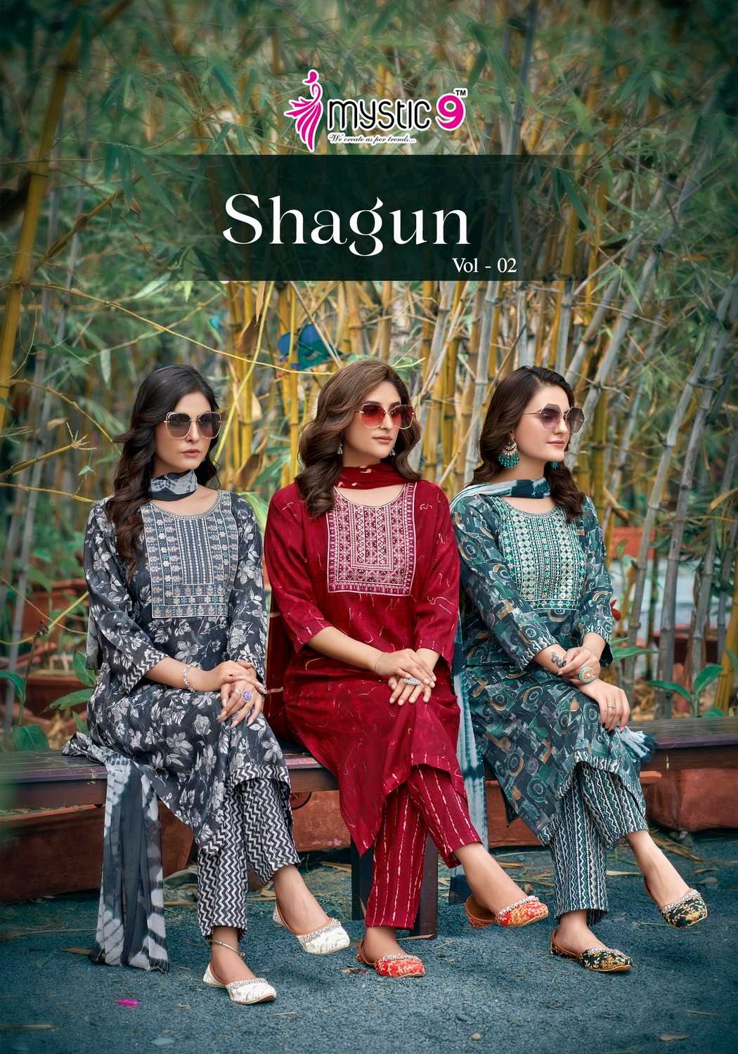mystic9 shagun vol 2 fancy readymade kurti pant dupatta