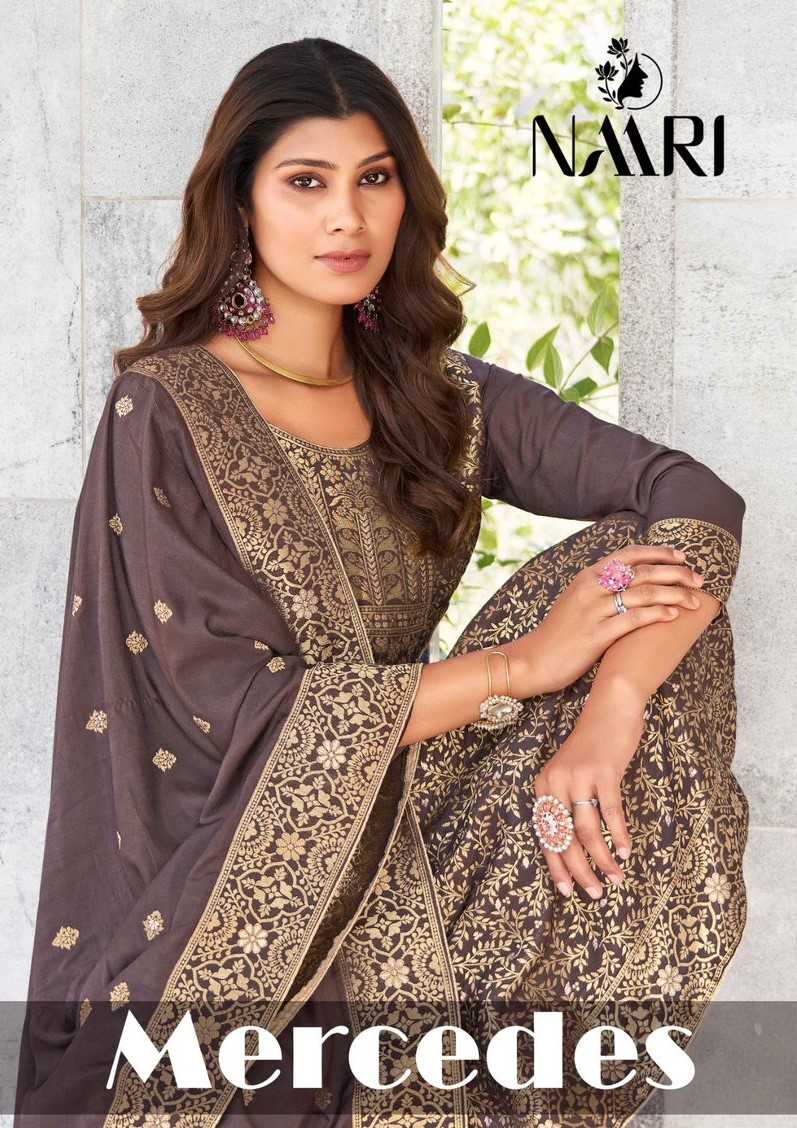 naari mercedes fancy wear unstitch kurti pant dupatta 