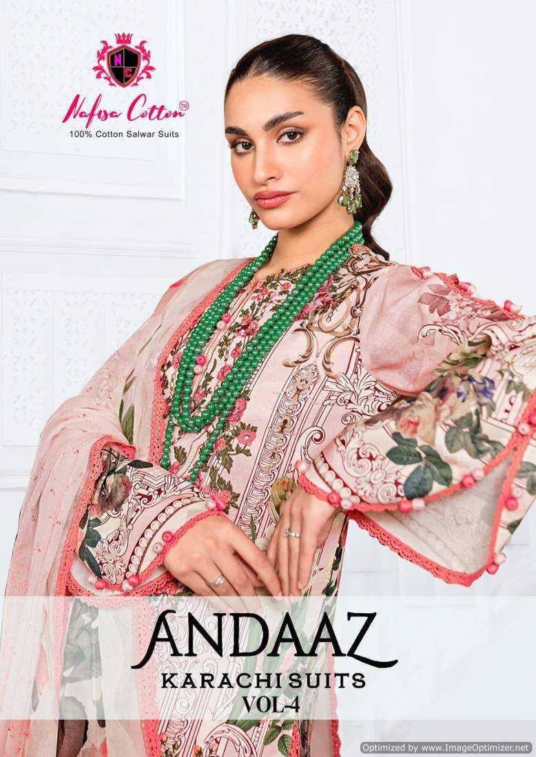 nafisa cotton andaaz vol 4 pakistani karachi print casual wear dress material