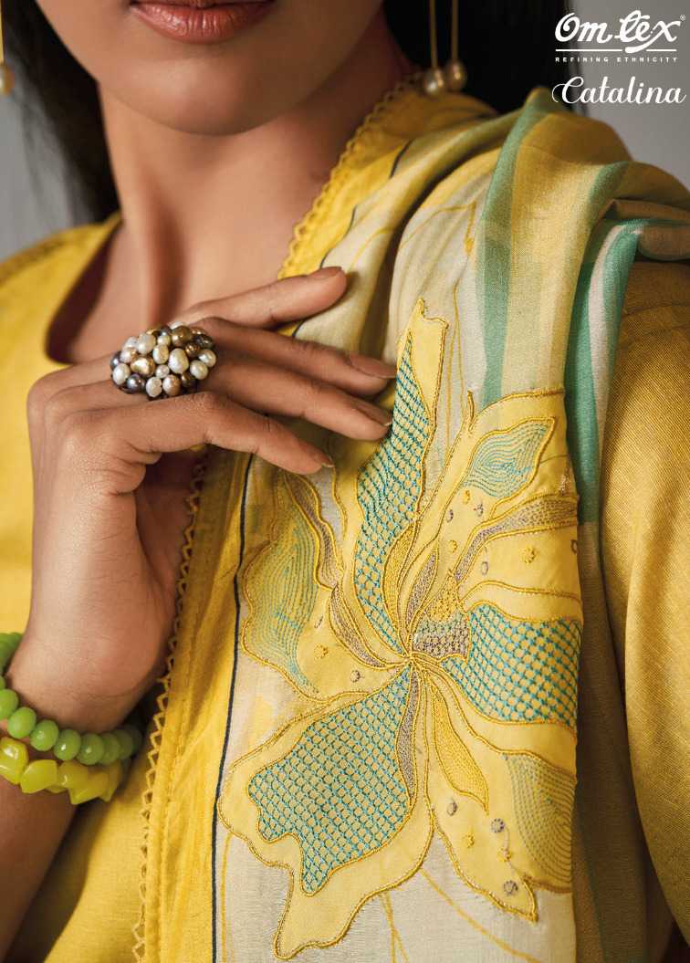 omtex catalina cotton fancy embroidery work unstitch salwar suit 