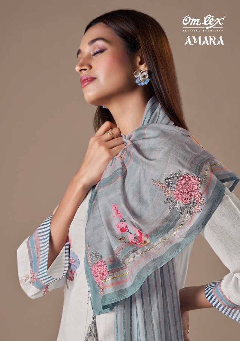 omtex launch amara linen cotton handwork dress materials