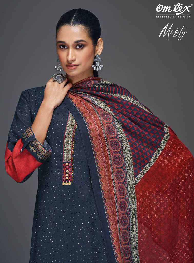 omtex misty amazing digital print with handwork unstitch salwar suit 
