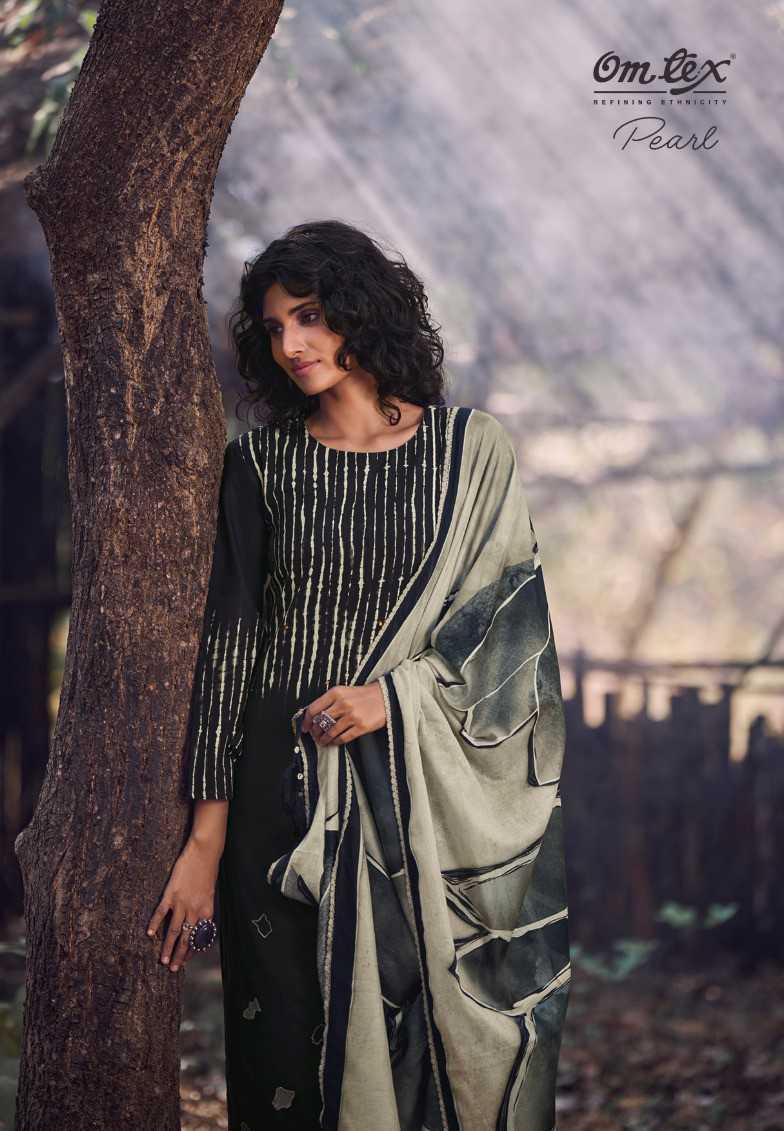 omtex pearl black special fancy digital print with work dress material