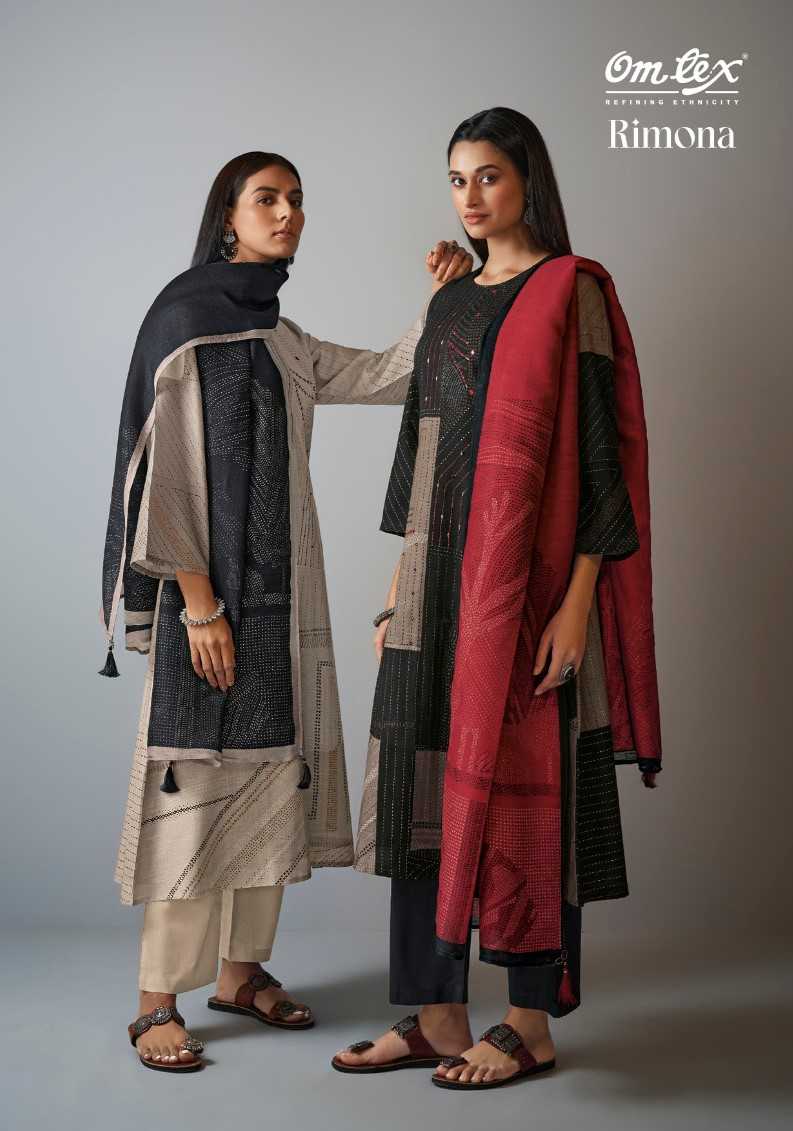omtex rimona adorable cotton digital print with handwork unstitch suit