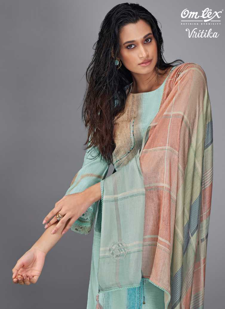 omtex vritika linen cotton digital print with handwork unstitch salwar suit 