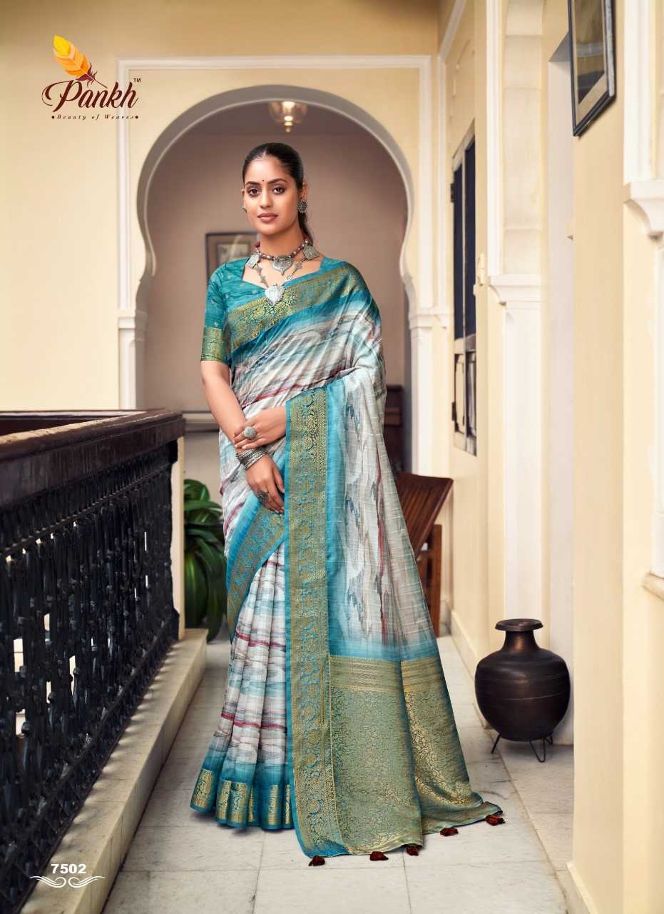 pank sparking beauty mahak silk base saree exports 