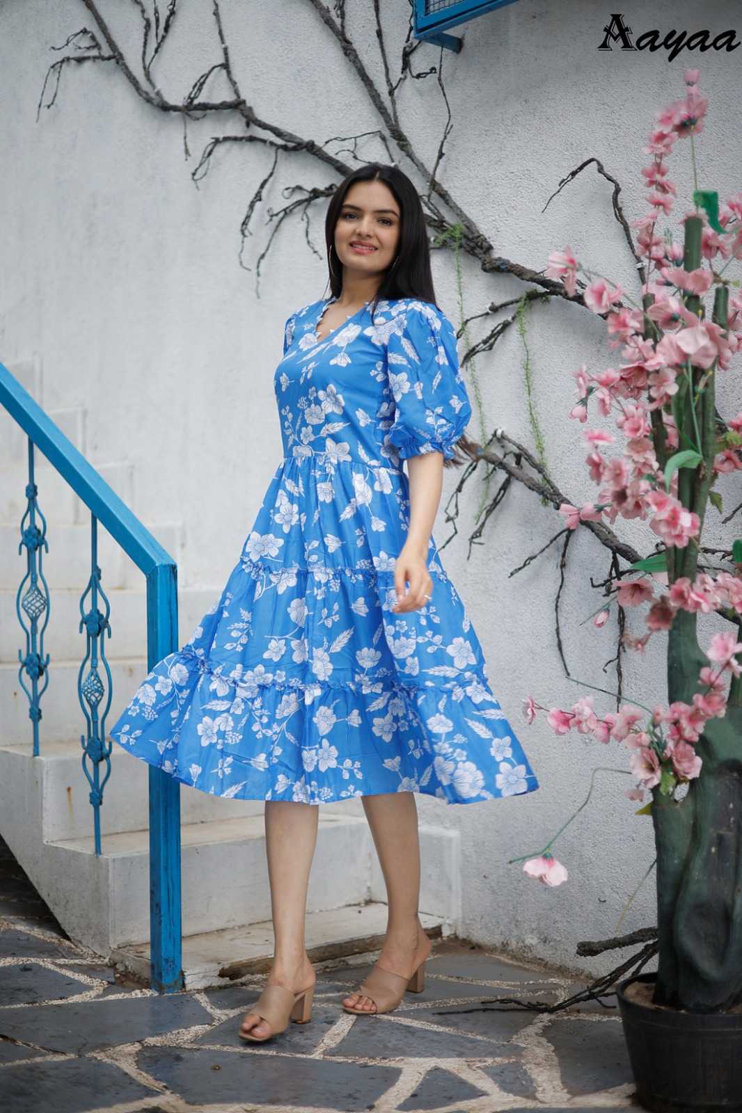 pr aayaa vol 16 comfy wear digital print readymade midi dress summer wear in big size