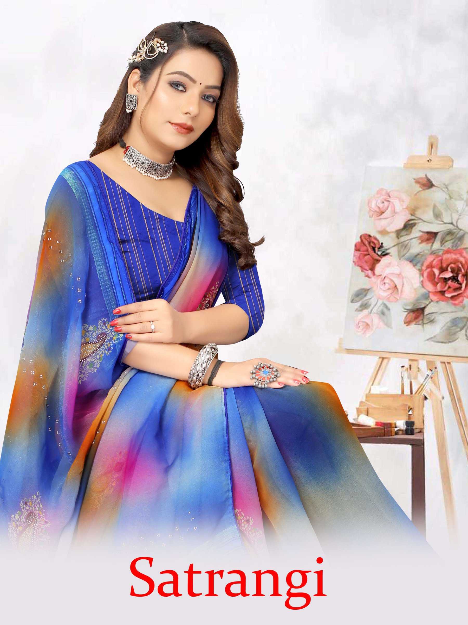 pr satrangi fancy butta work saree