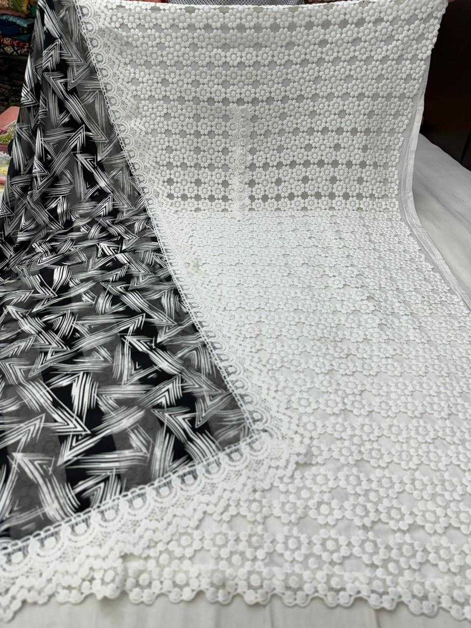 pr white cream cotton summer wear dress material