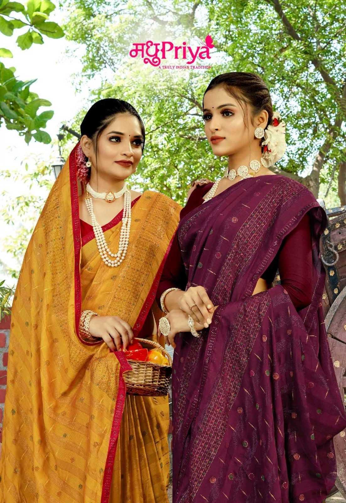 madhupriya preety rimzim pattren latest saree collection 