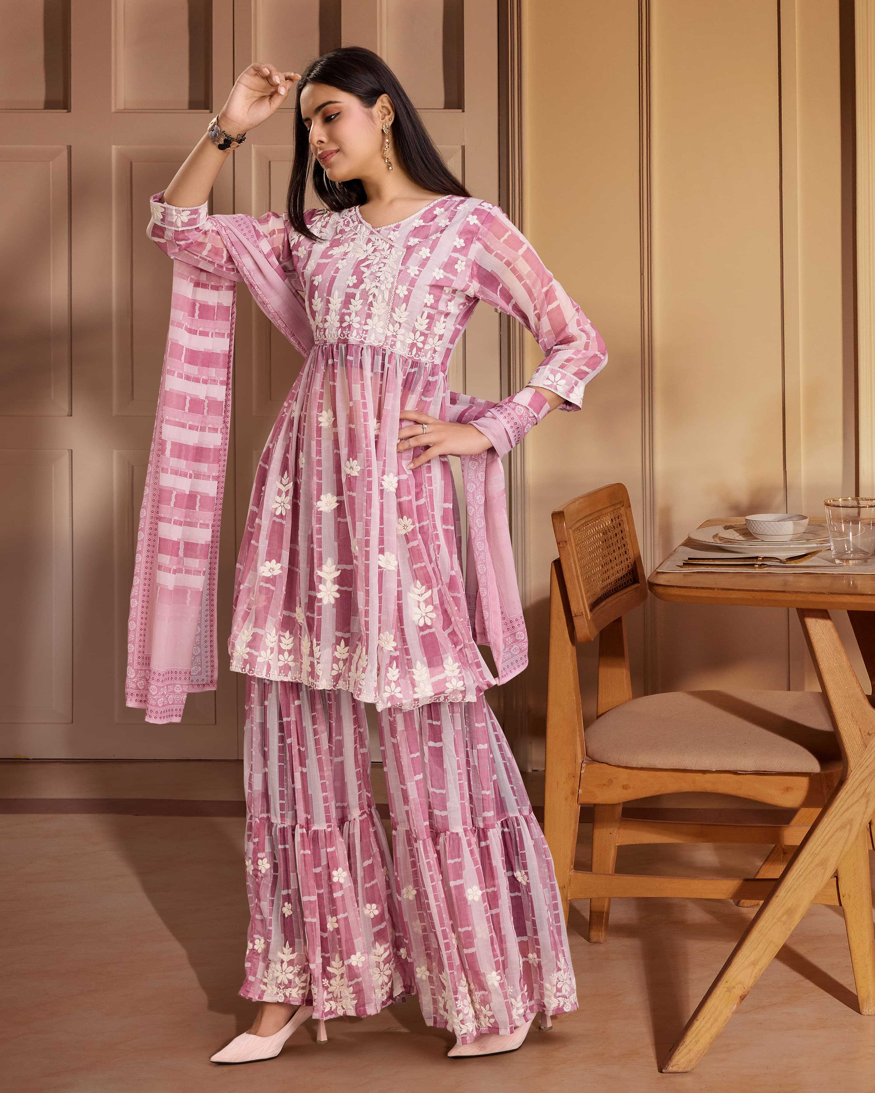 psyna 4040 4041 party wear top sharara dupatta collection