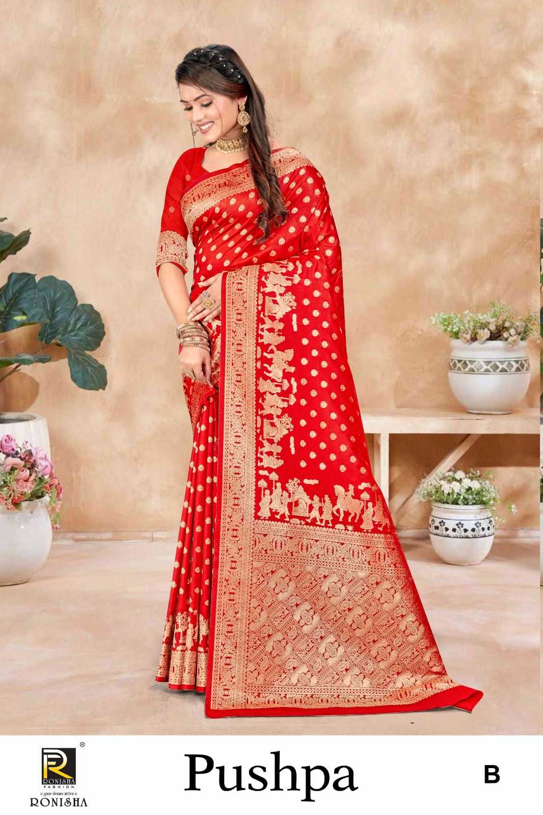 PUSHPA  BY RANJNA SAREE BANARASI SILK PREMIUM FABRICS SUPER HIT COLLECTION SAREES