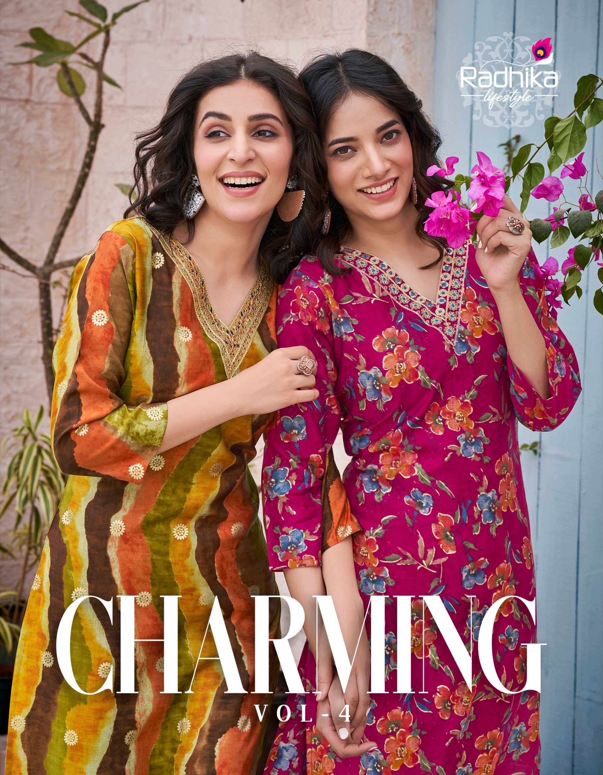 radhika lifestyle charming vol 4 readymade straight kurti catalog