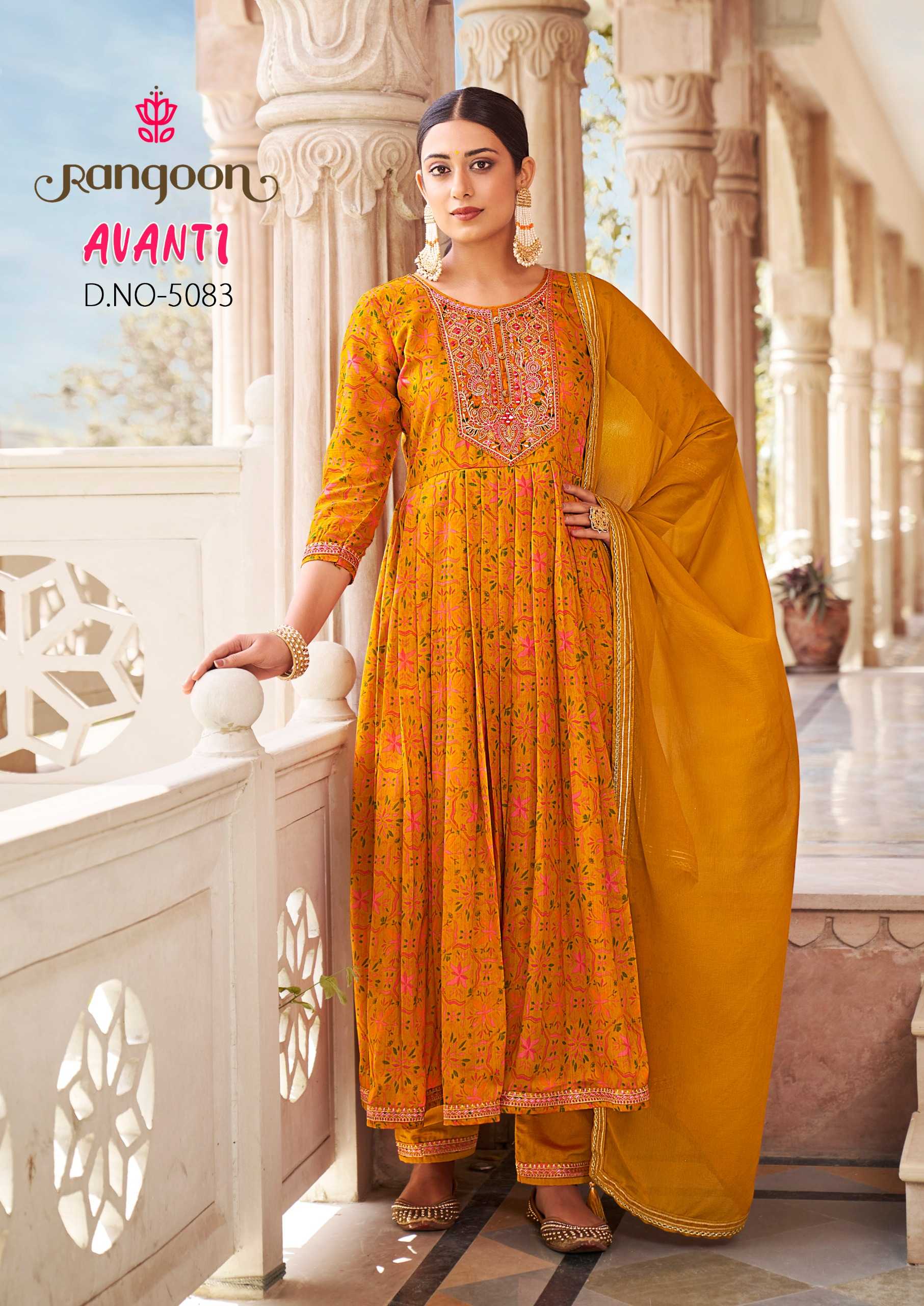 rangoon avanti fancy khatli mirror work readymade salwar suit 