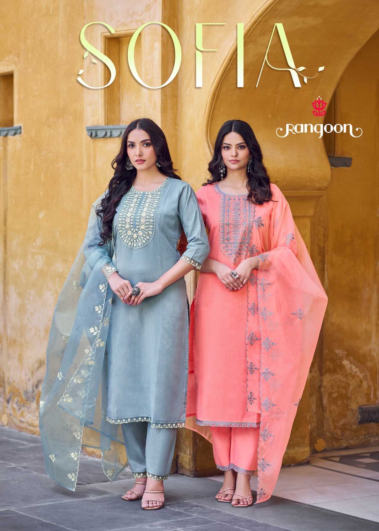 rangoon sofia khatli work wedding wear readymade salwar suit 