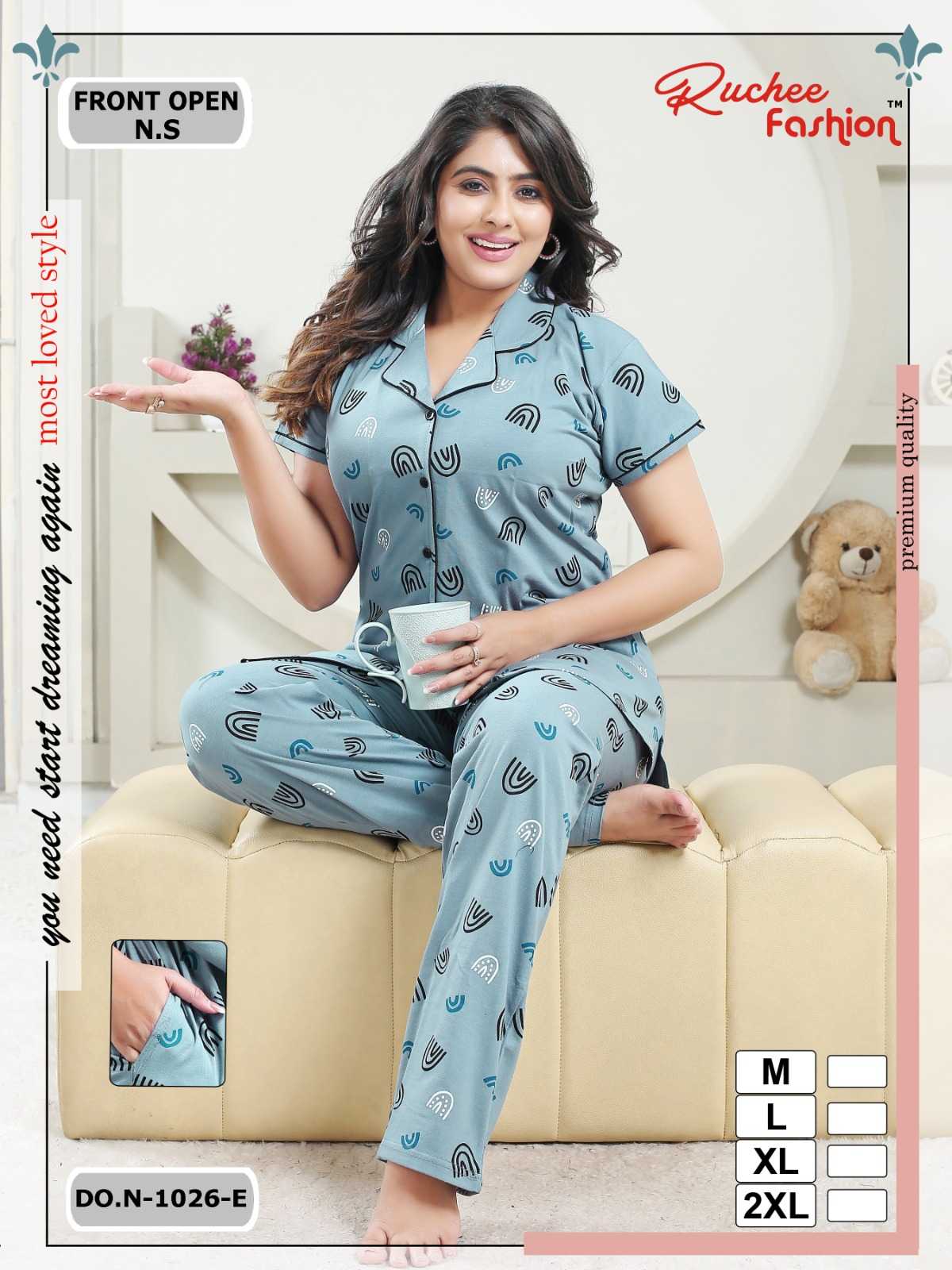 ruchee vol 1026 fancy collar night suit  