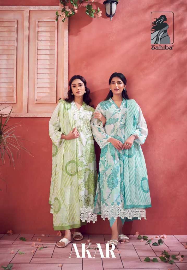 sahiba akar amazing print with work unstitch suit