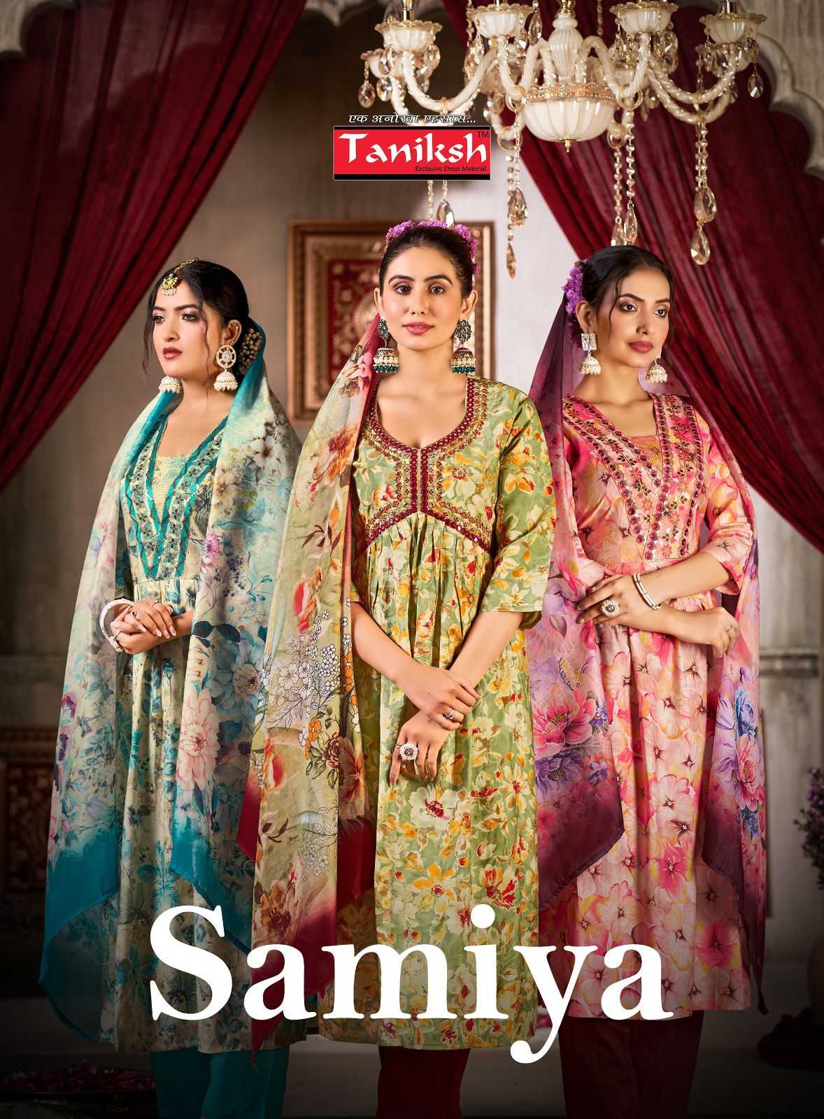 samiya vol 1 by taniksh musline embroidery work readymade salwar suit 