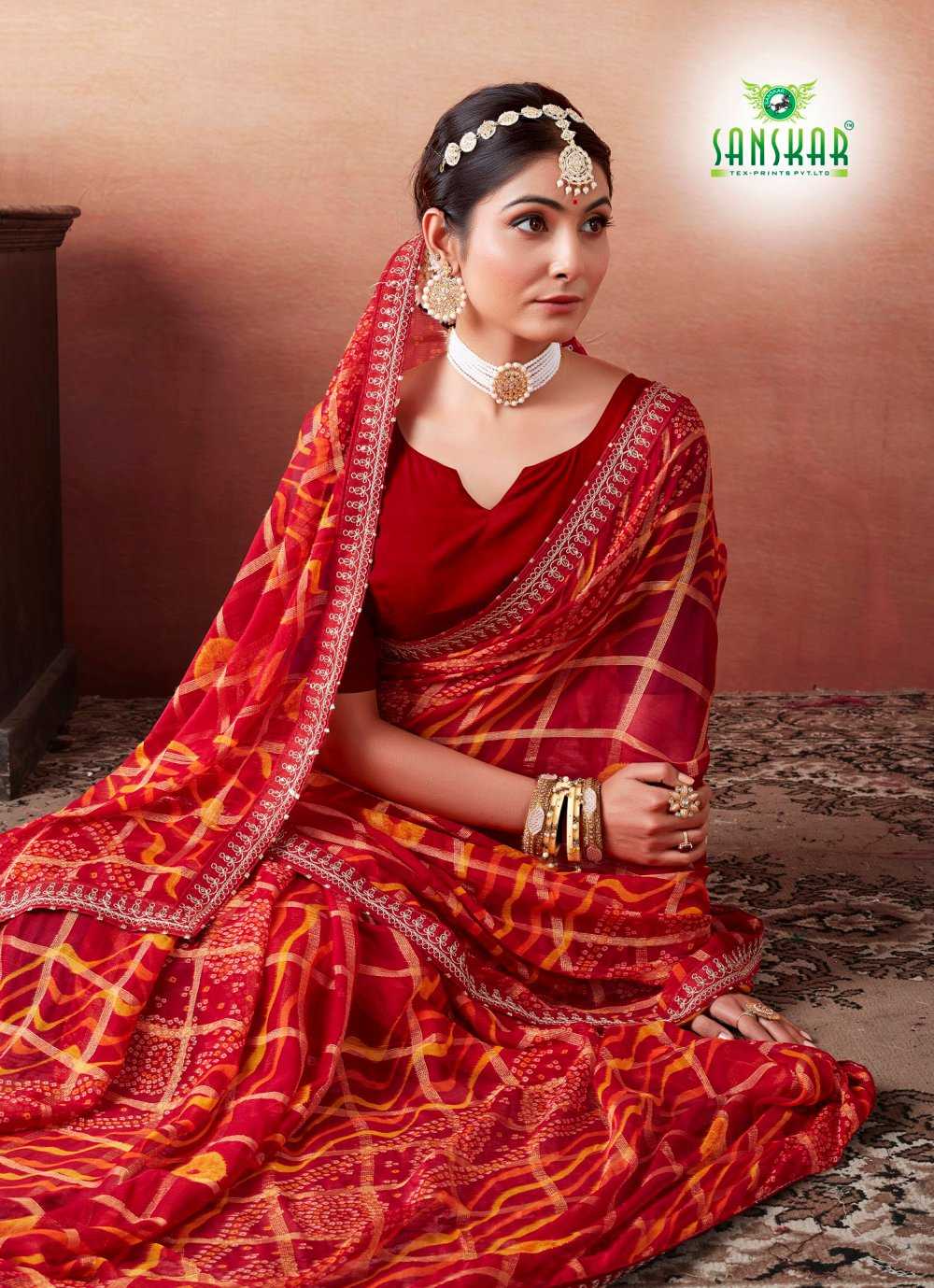 sanskar rangpanchami latest bandhani saree supplier