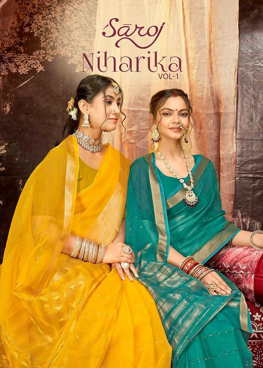 saroj niharika vol 1 beautiful organza sarees catalog