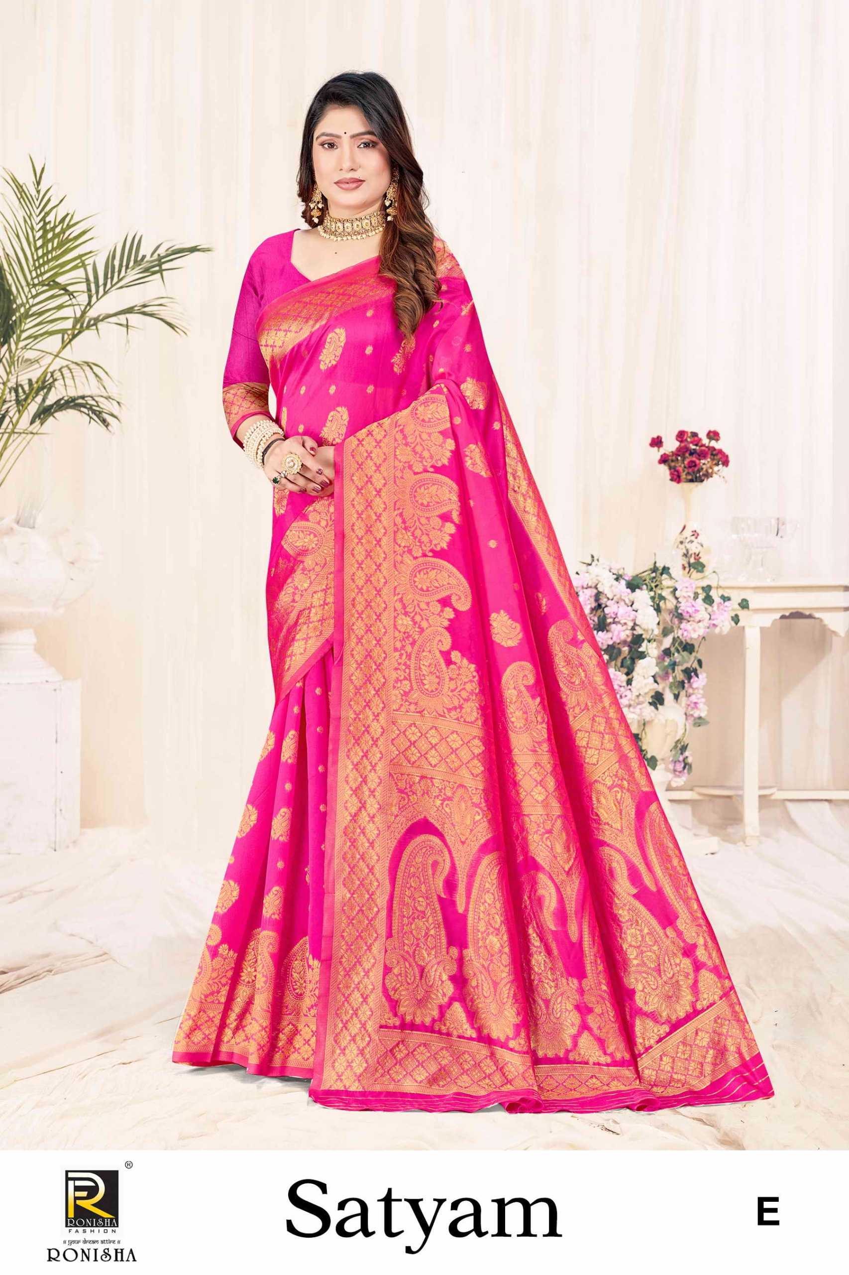 SATYAM  BY RANJNA SAREE BANARASI SILK PREMIUM FABRICS SUPER HIT COLLECTION SAREES