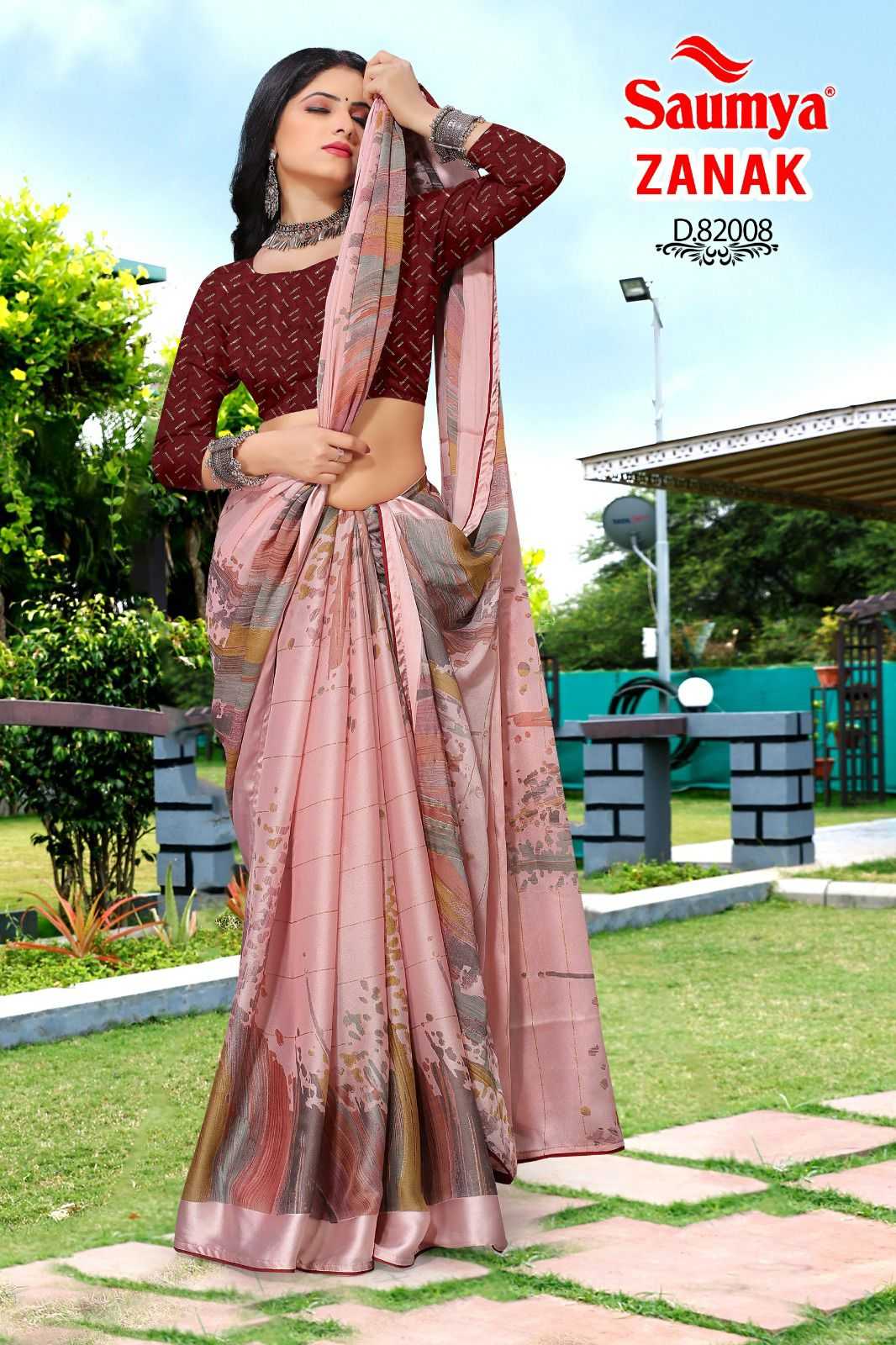 saumya zanak amazing crape saree with satin border supplier