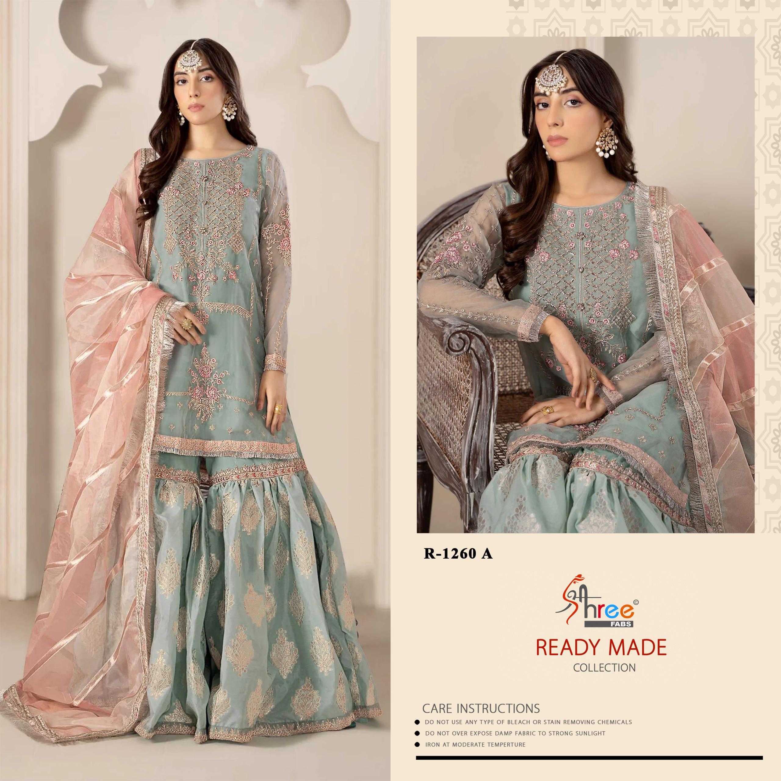 shree fab r 1260 designer organza with kasak khatli work full stitch Pakistani salwar kameez
